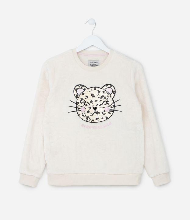 Casaco Infantil Quentinho com Tigrinho em Paetês - Tam 5 a 14 anos - 1