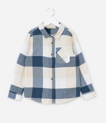 Camisa Infantil em Flanela com Estampa Xadrez - Tam 5 a 14 Anos