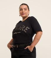 Blusa com Lettering Animal Print Flocado Curve & Plus Size - 2