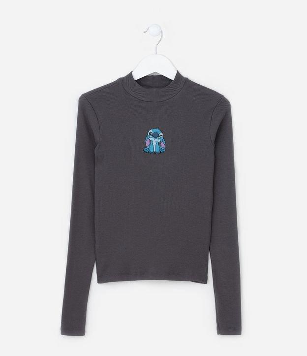 Camiseta Infantil Canelada com Bordado Stitch - Tam 5 a 14 Anos - 1