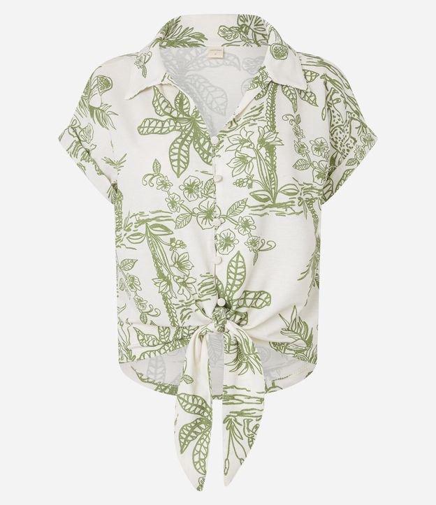 Blusa em Piquet com Amarração e Bordado Floral - 1
