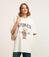 Camiseta em Algodão com Bordado Ursinho e Lettering - 1