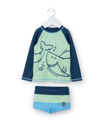 Conjunto Infantil com Proteção UV e Estampa Tubarão - Tam 1 a 4 Anos