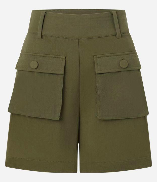 Short Reto Cintura Alta em Piquet com Bolsos Cargo - 1