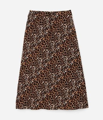 Saia Longa em Crepe com Animal Print Curve & Plus Size