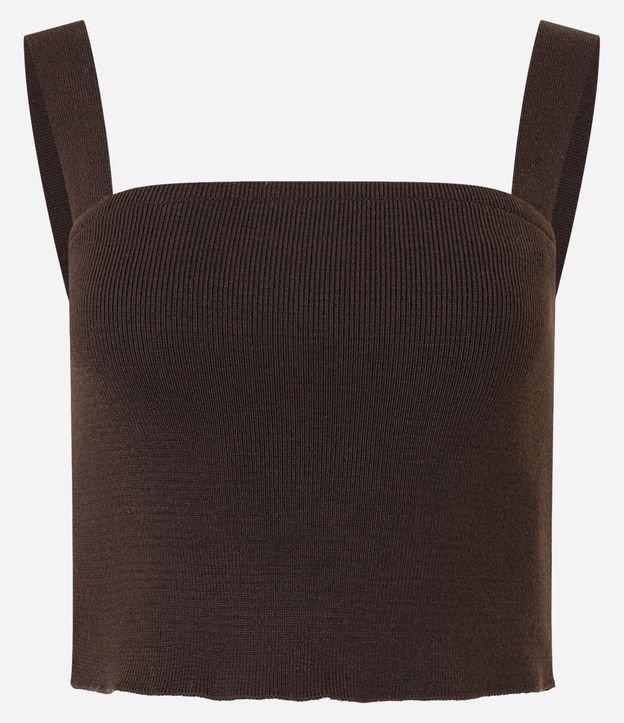 Blusa Cropped em Tricô com Alça Larga - 1