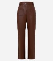 Calça Reta Cintura Alta em PU com Cós Alfaiatado - 1