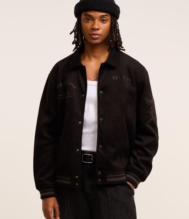 Jaqueta College com Estampa Bordada Lettering - 2