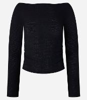 Blusa Curta Texturizada com Gola Canoa - 1