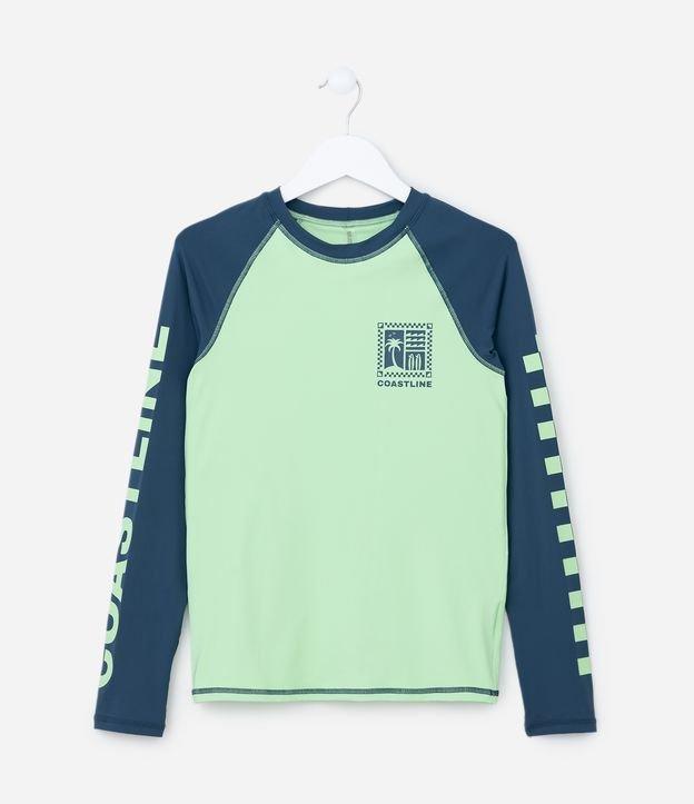 Camiseta Infantil com Proteção UV e Lettering Coastline - Tam 5 a 14 Anos - 1