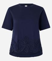 Blusa T-Shirt em Algodão com Bordado Floral na Barra - 1