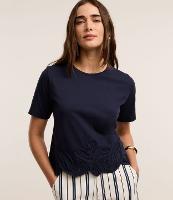 Blusa T-Shirt em Algodão com Bordado Floral na Barra - 3