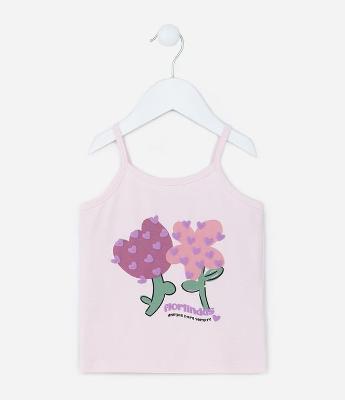 Regata Infantil com Estampa Florzinhas - Tam 1 a 6 Anos