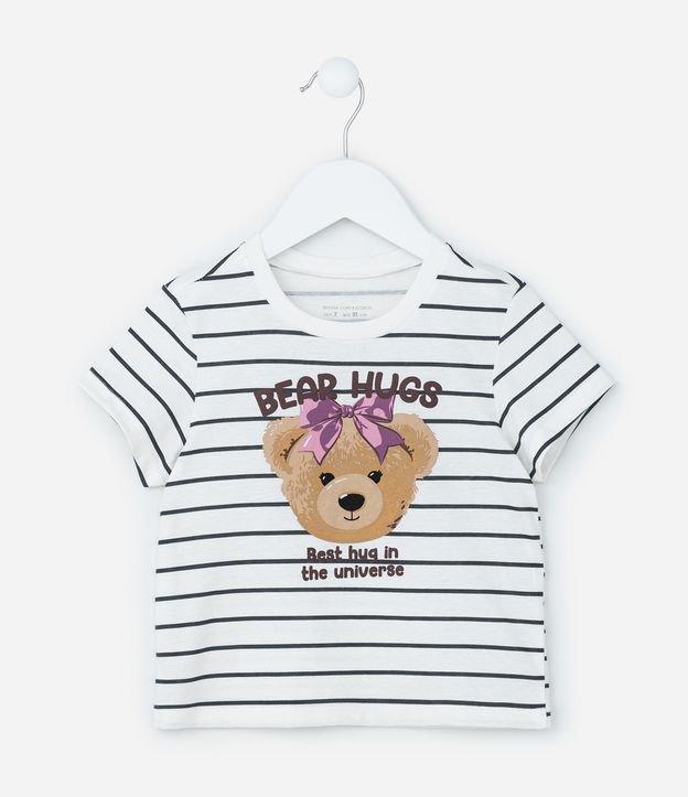 Blusa Infantil com Estampa Ursa e Listras - Tam 1 a 6 Anos - 1