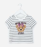 Blusa Infantil com Estampa Ursa e Listras - Tam 1 a 6 Anos - 1