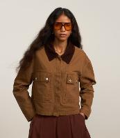 Jaqueta em Sarja com Gola Cotelê Contrastante - 1