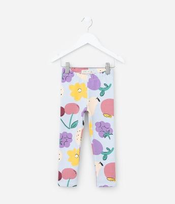 Calça Legging Infantil Quentinha com Estampa Flores - Tam 1 a 6 Anos