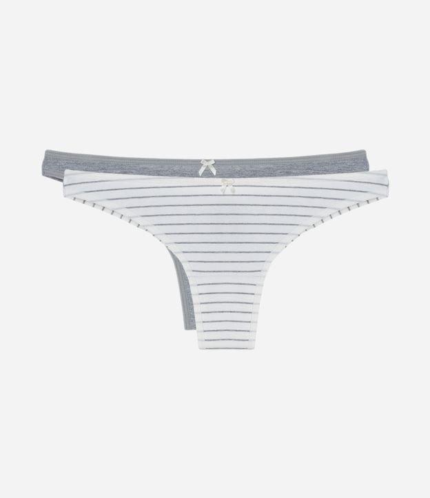 Kit 02 Calcinhas Biquíni Fio Duplo em Algodão Lisa e Estampada - 1