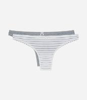 Kit 02 Calcinhas Biquíni Fio Duplo em Algodão Lisa e Estampada - 1