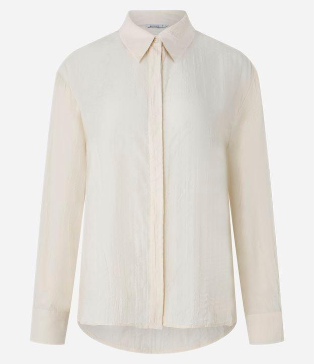 Camisa Acetinada com Efeito Amassado e Manga Longa - 1