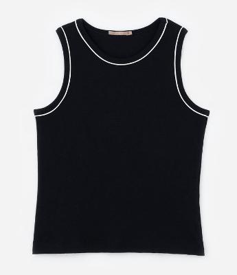 Regata em Ribana Liso com Vies Contrastante Curve & Plus Size