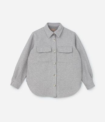 Camisa Alongada em Polivelour com Bolsos Curve & Plus Size