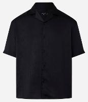 Camisa Boxy com Gola Lapela e Efeito Acetinado - 1