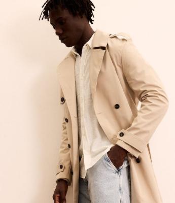 Casaco Trench Coat Alongado com Cinto Alfaiatado