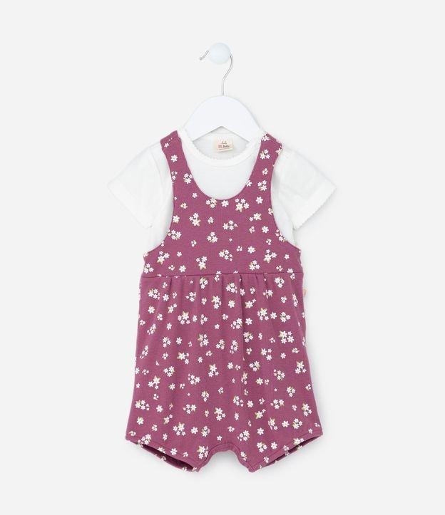 Macaquinho Infantil Canelado com Estamp Floral - Tam 0 a 18 meses - 1