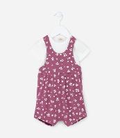 Macaquinho Infantil Canelado com Estamp Floral - Tam 0 a 18 meses - 1