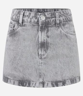 Mini Saia em Jeans com Cintura Média