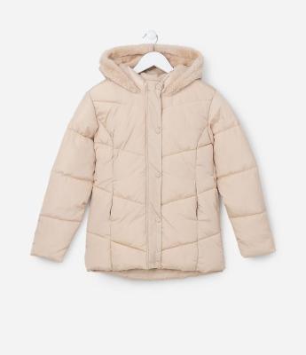 Jaqueta Infantil Pesada com Gomos e Capuz de Pelinhos - Tam 5 a 14 anos