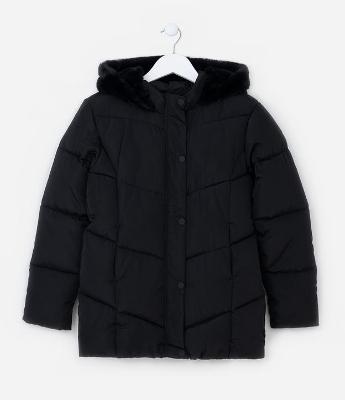 Jaqueta Infantil Pesada com Gomos e Capuz de Pelinhos - Tam 5 a 14 anos