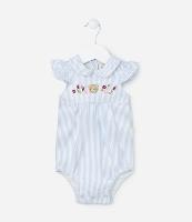 Body Infantil com Bordado e Estampa de Listras - Tam 0 a 18 meses - 1