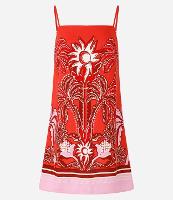 Vestido Curto em Viscose e Linho com Estampa de Folhagens - 1