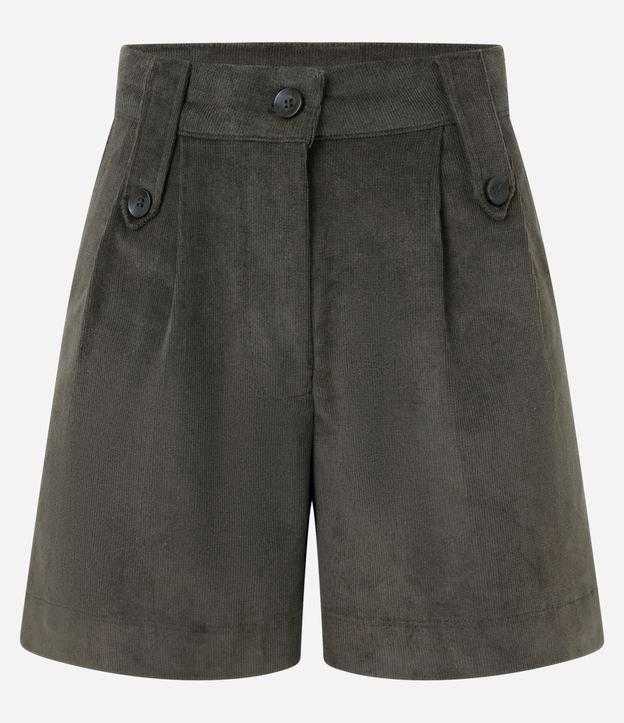 Short Reto Cintura Média em Veludo Cotelê e Pregas - 1