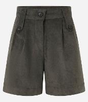 Short Reto Cintura Média em Veludo Cotelê e Pregas - 1