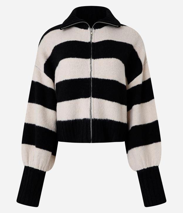 Cardigan em Tricô com Punho e Listras Largas - 1