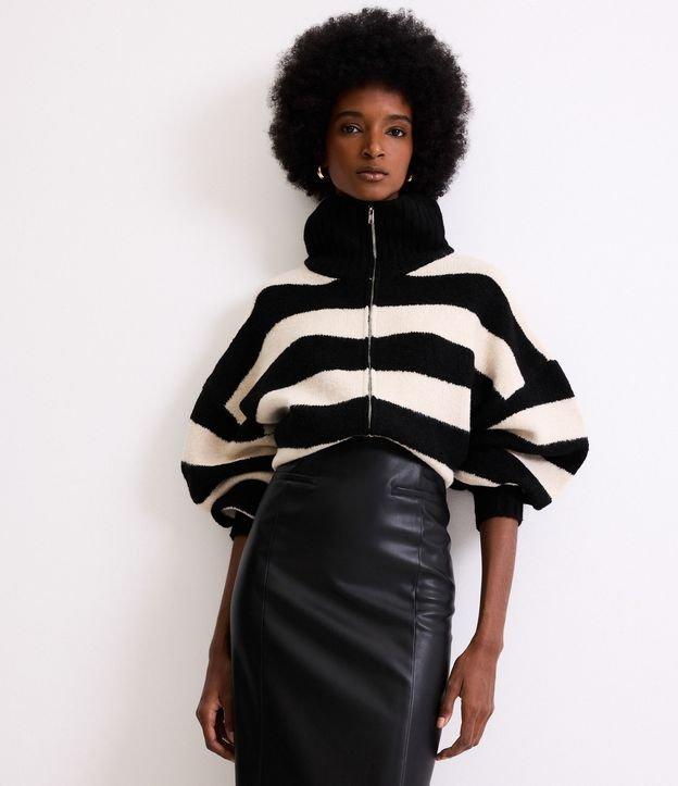 Cardigan em Tricô com Punho e Listras Largas - 3