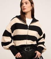 Cardigan em Tricô com Punho e Listras Largas - 2