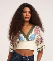 Blusa Cropped Texturizada com Estampa Araras - 1