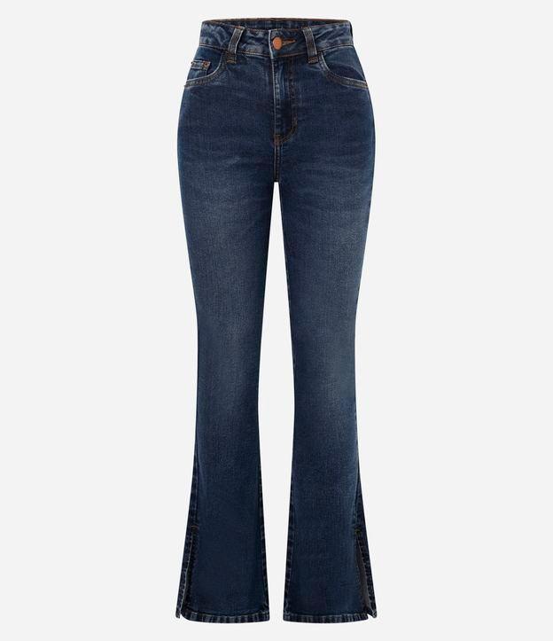 Calça Bootcut em Jeans com Cintura Alta e Fenda na Barra - 1