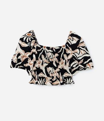 Blusa em Crepe com Estampa Floral e Laxtes Curve & Plus Size