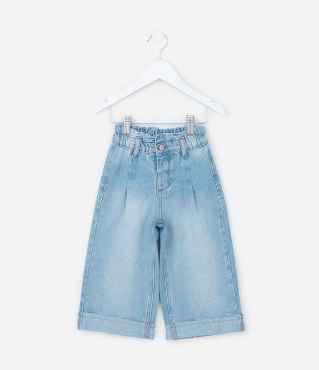 Calça Wide Leg Infantil em Jeans com Barra Dobrada - Tam 1 a 6 Anos - 1