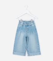 Calça Wide Leg Infantil em Jeans com Barra Dobrada - Tam 1 a 6 Anos - 1