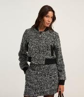 Jaqueta Bomber em Tweed com Detalhes em Ribana - 2