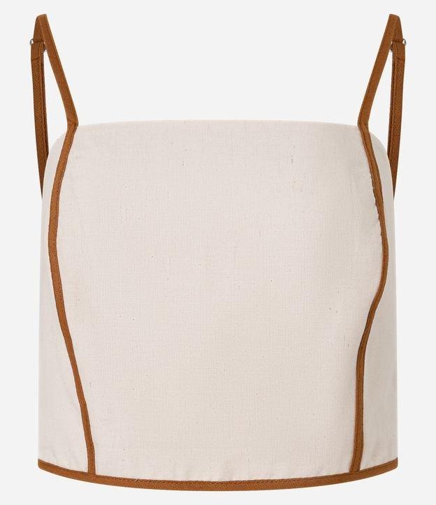 Blusa Cropped em Viscolinho com Lastex e Detalhe Contrastante - 1