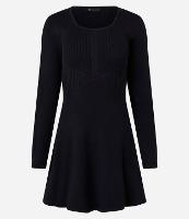 Vestido Curto em Tricô Canelado com Decote Quadrado - 1