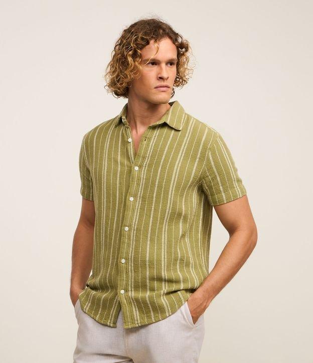 Camisa Regular com Textura e Listras - 2