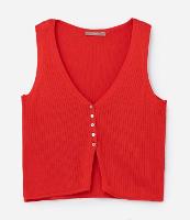 Colete em Tricô com Botões Contrastantes Curve & Plus Size - 1